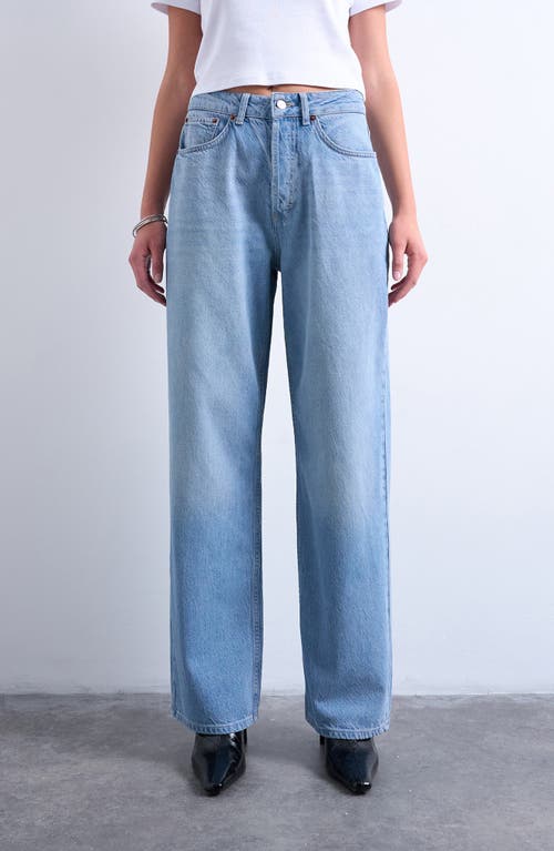 Topshop Column Mid Rise Jeans In Blue