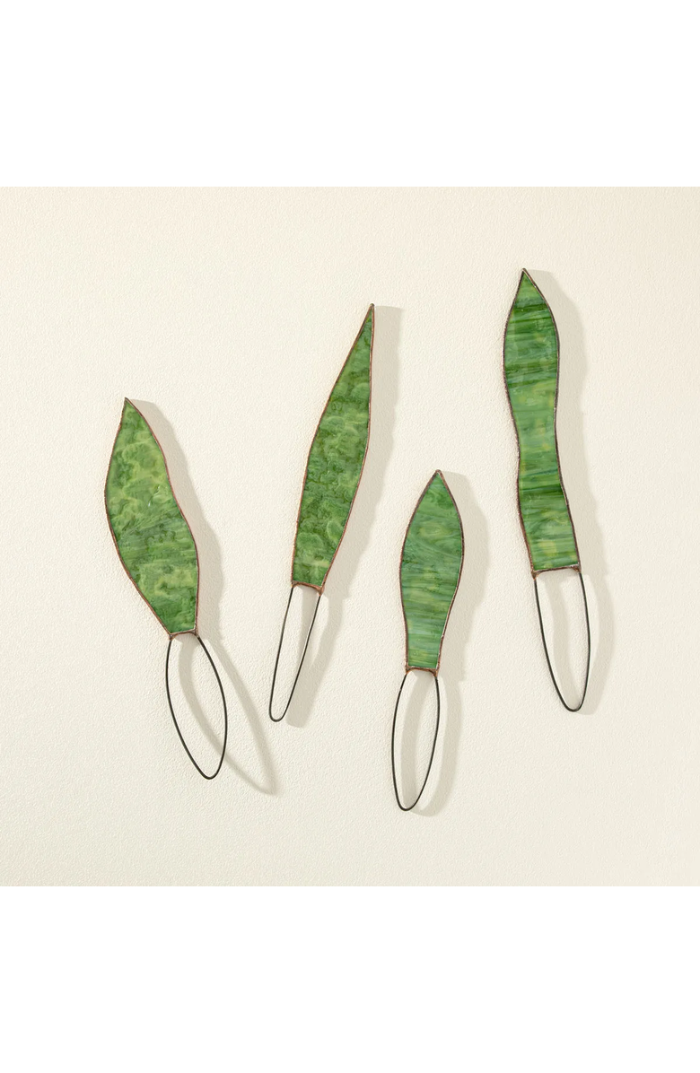 Uncommon Goods Stained Glass Leaf Set by Samara Phillips, Alternate, color, Snake Plant