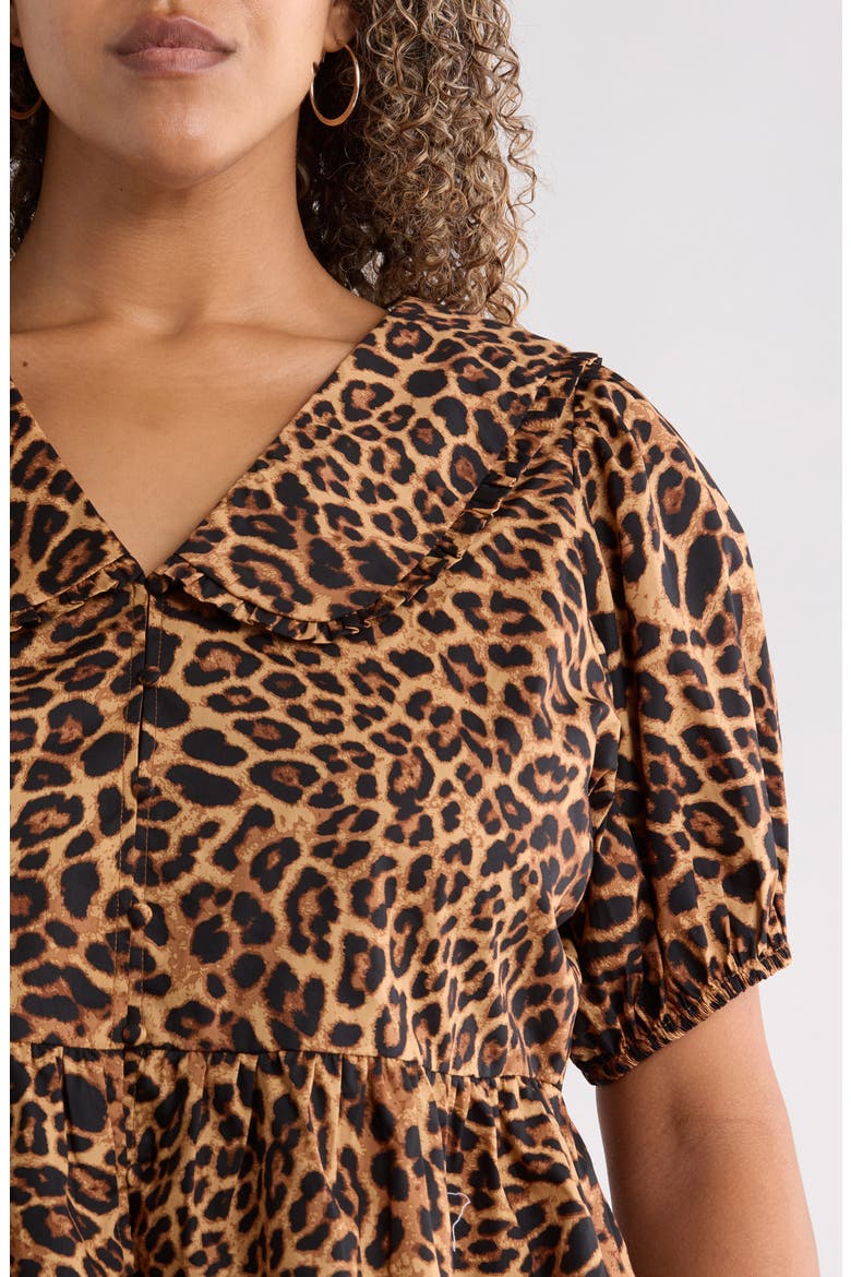 Ruffle Chelsea Collar Peplum Top, Alternate, color, LEOPARD