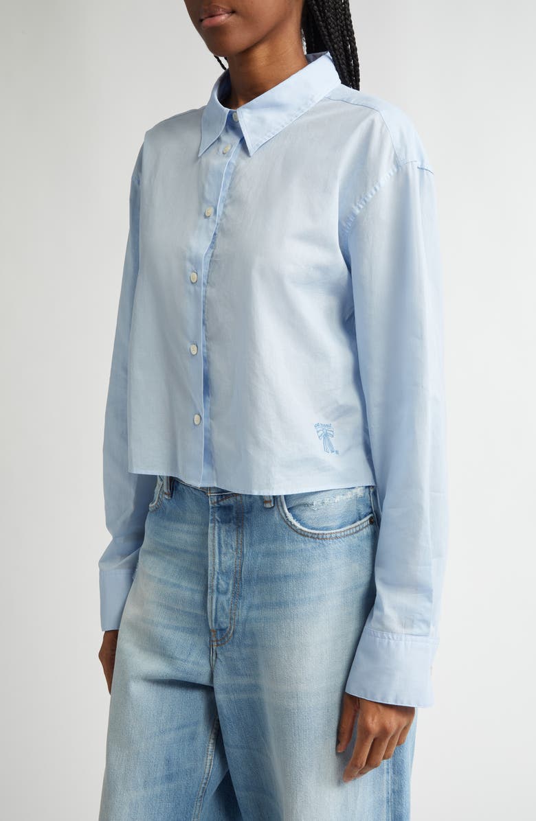 Acne Studios Satai Crop Cotton Voile Button-Up Shirt, Alternate, color, Baby Blue Djy