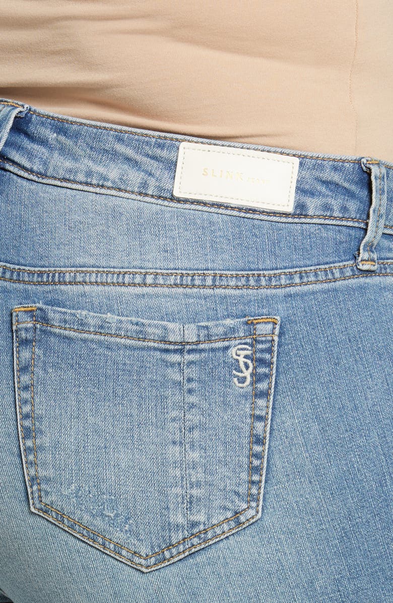 SLINK Jeans High Waist Fray Hem Ankle Jeans, Alternate, color, Claire