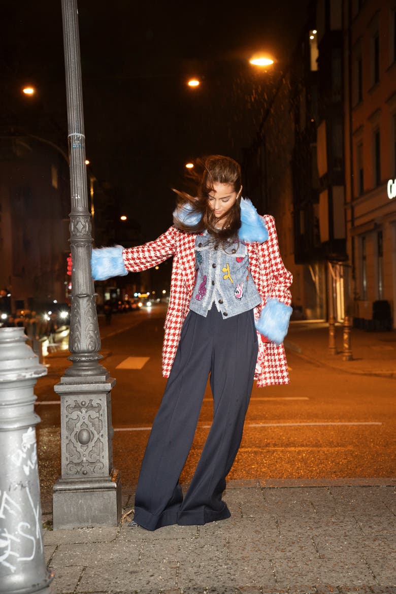 Wide Leg Pants With Cuff, Alternate, color, Blue