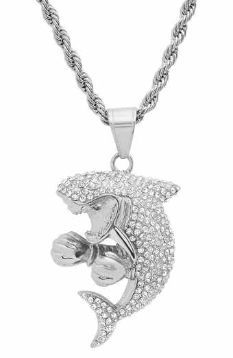 Men's Shark Pendant Rope Chain Necklace