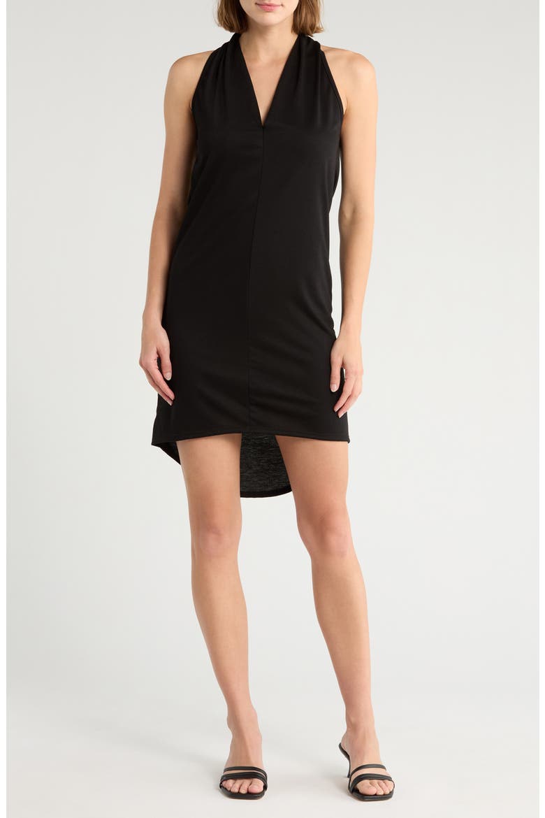 High-Low Minidress, Main, color, BLACK