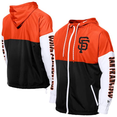 Men's New Era  Black/Orange San Francisco Giants Color Block Full-Zip Hoodie Windbreaker
