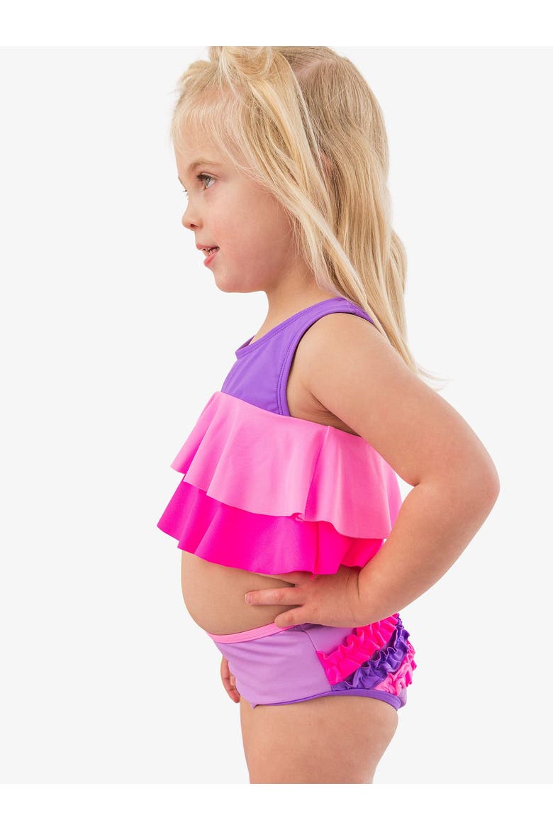 Toddler Girls Flounce Bikini, Alternate, color, Neon Purple Color Block