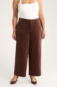 Wit & Wisdom Emma Patch Pocket High Waist Wide Leg Corduroy Pants