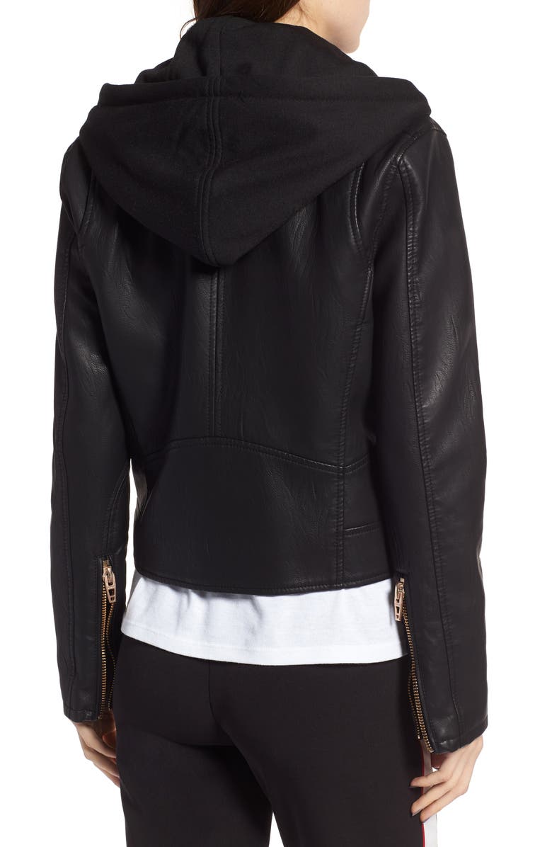 BLANKNYC Meant to Be Moto Jacket with Removable Hood, Alternate, color,