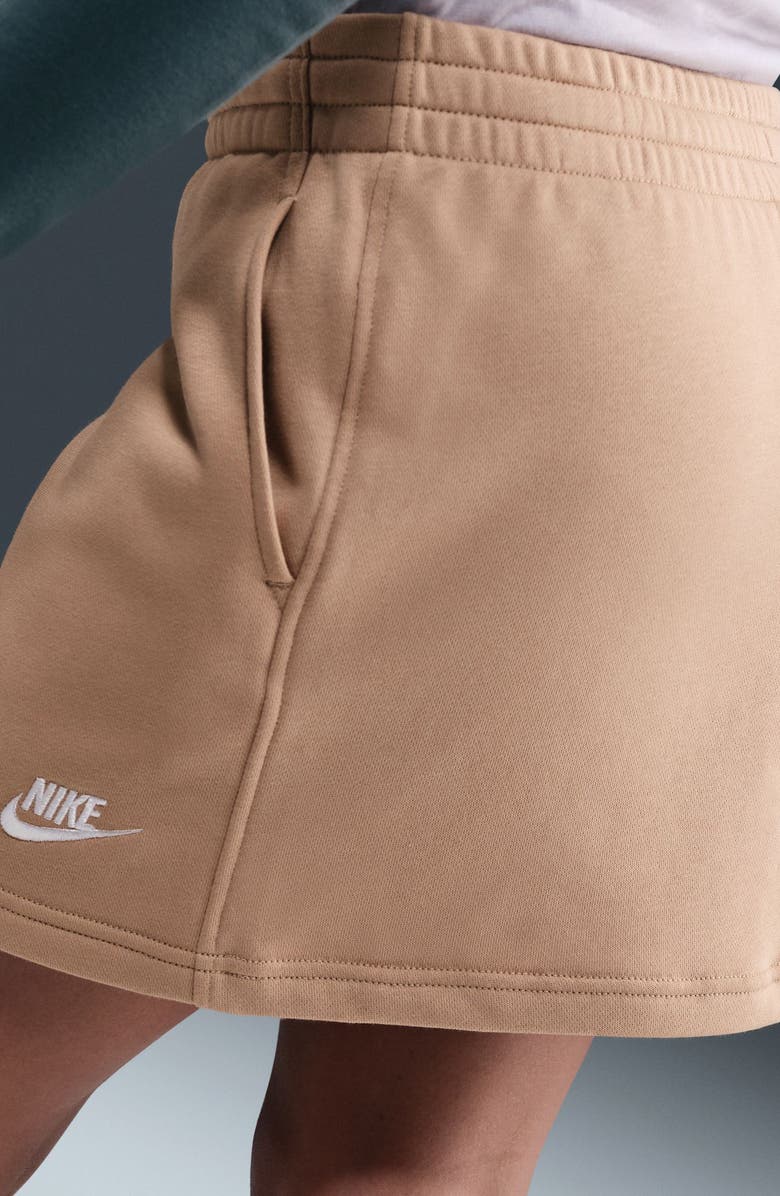 Nike Kids' Sportswear Club Fleece Pull-On Skirt, Alternate, color, Hemp/ Hemp/ White