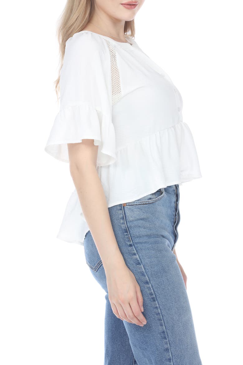 Eyelet Peplum Top, Alternate, color, WHITE