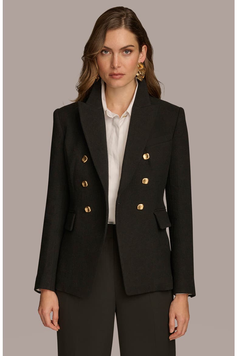 Double Breasted Wool Blend Blazer, Alternate, color, BLACK