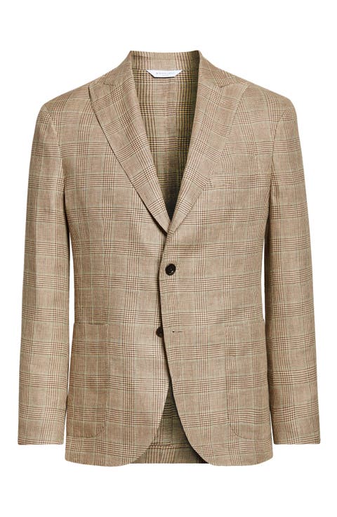 K-Jacket Tan Glen Check Linen Sport Coat