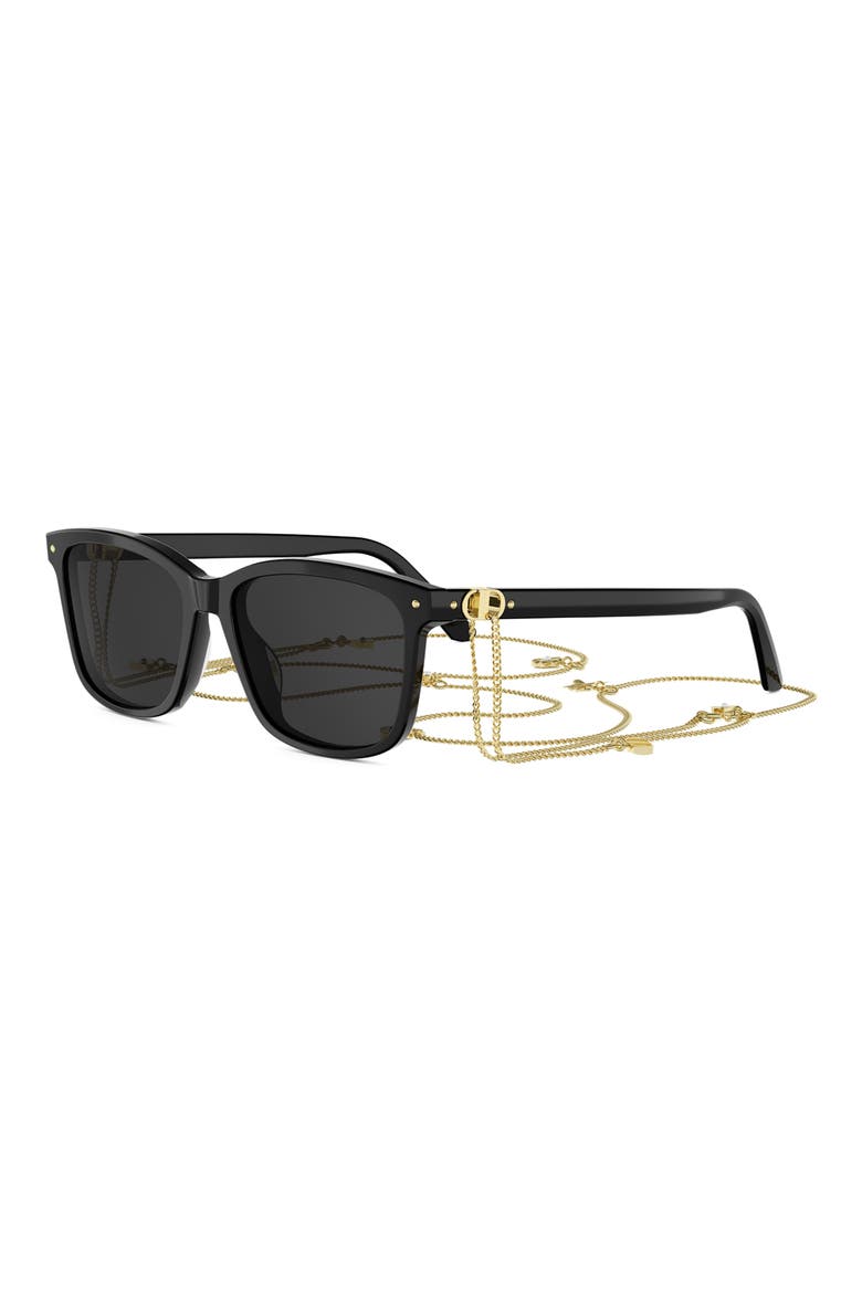 Petit CD S2I Rectangular Sunglasses, Alternate, color, SHINY BLACK / SMOKE