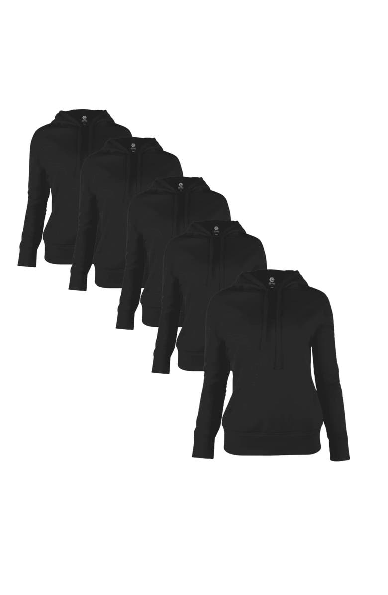 BenBen 5 Pack Women's Slim Cut Pullover Tech Fleece Hoodie, Main, color, Black/Black/Black/Black/Black