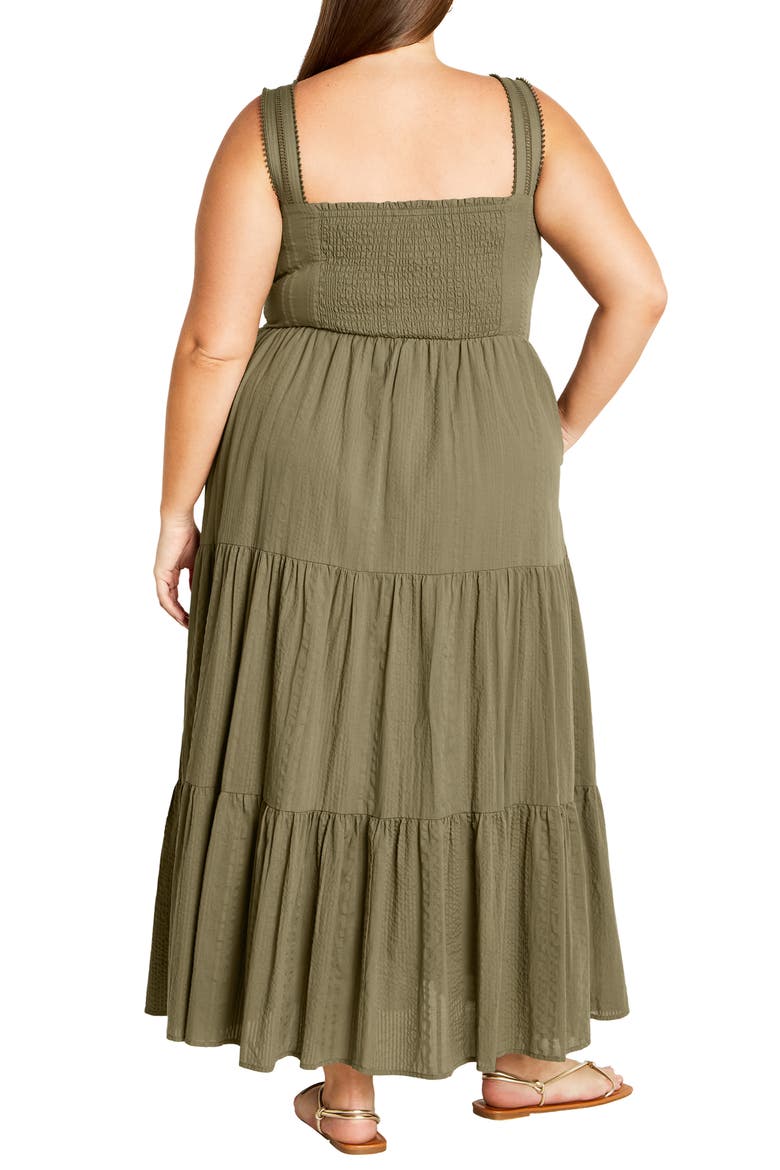 Bella Tiered Cotton Maxi Sundress, Alternate, color, OLIVE