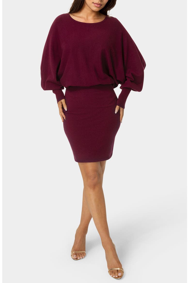 Scoop Neck Dolman Sleeve Sweater Dress, Main, color, WINE