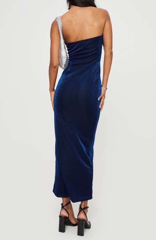 Princess Polly Samper Metallic Sparkle Strapless Maxi Dress In Navy