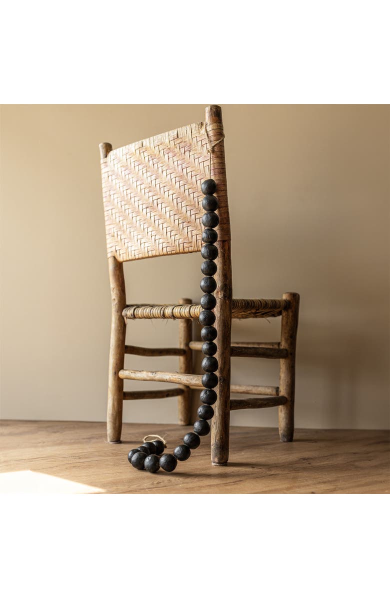 Foreside Home and Garden Bead Garland Black Terracotta & Jute, Alternate, color, Black
