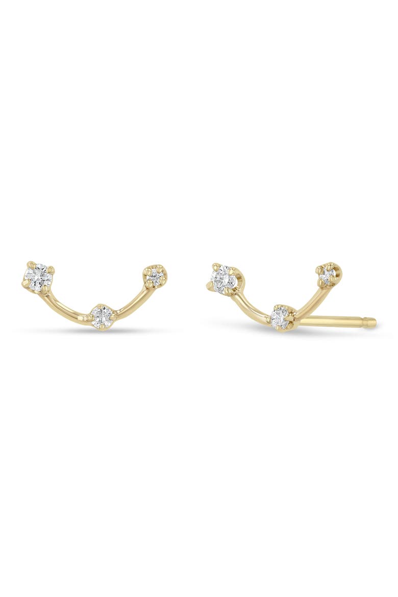 14K Gold Diamond Curved Stud Earrings, Main, color, 14K YELLOW GOLD