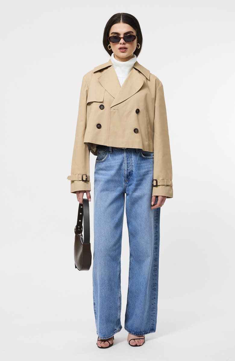 French Connection Crop Cotton Twill Trench Coat, Alternate, color,