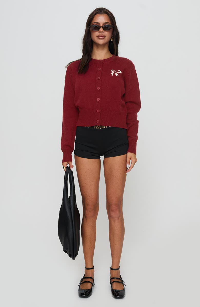 Princess Polly With a Bow Cardigan, Alternate, color, Red