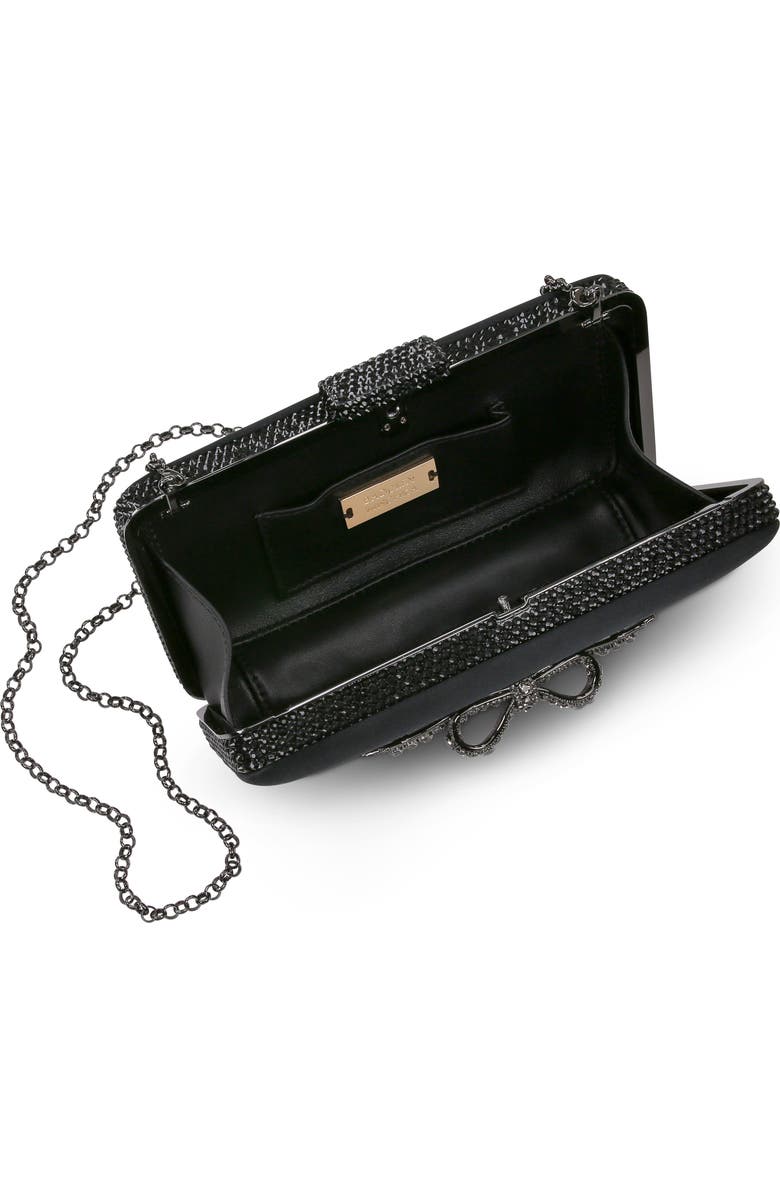BADGLEY MISCHKA Lexi Crystal Bow Minaudiere, Alternate, color, Black