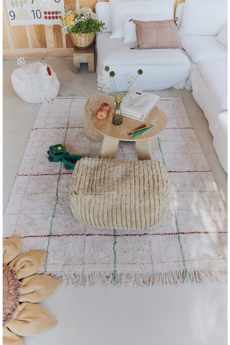 Color Lines Cotton Blend Washable Play Rug, Alternate, color, NATURAL