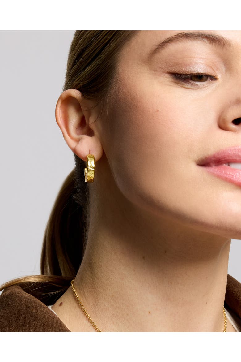 Dela Textured Hoop Earring, Alternate, color, Gold