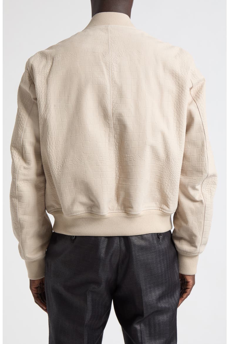 Croc Embossed Nubuck Bomber Jacket, Alternate, color, PEYOTE