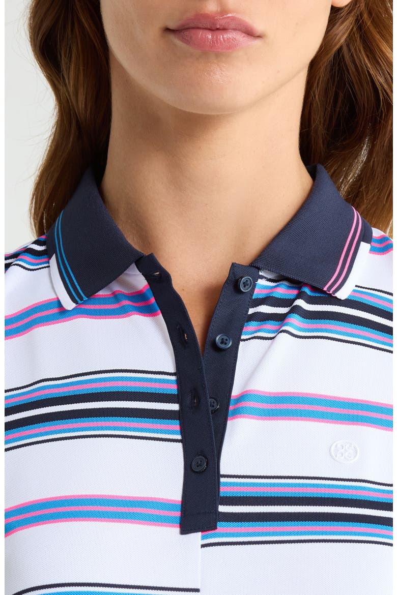 Offset Stripe Performance Sleeveless Polo, Alternate, color, SNOW / KNOCKOUT PINK
