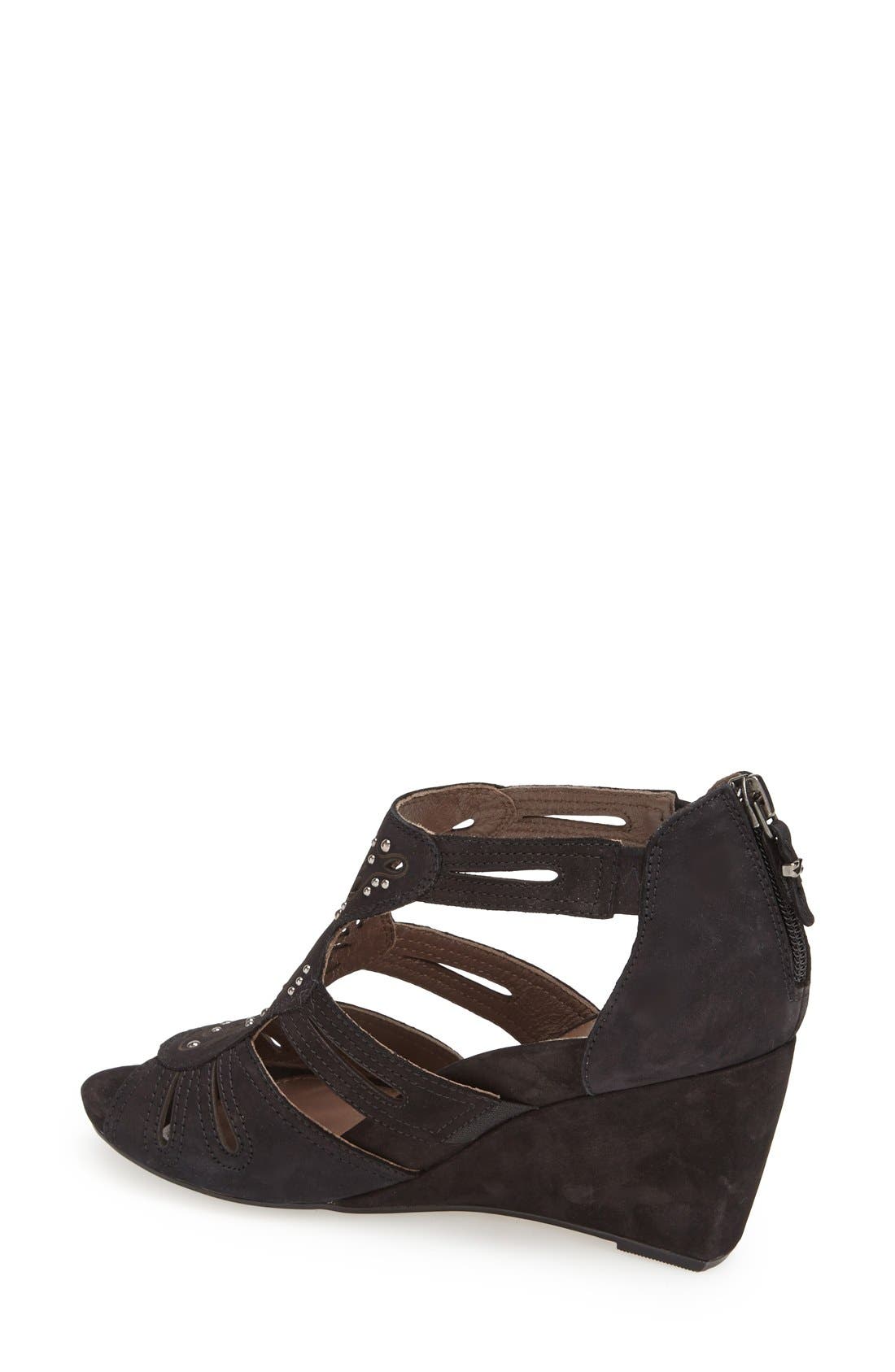 'Morolo' Studded Nubuck Leather Wedge Sandal, Alternate, color, BLACK NUBUCK