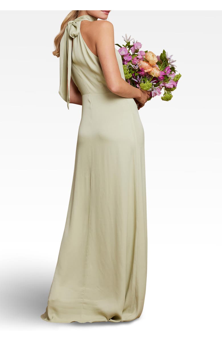 Maids to Measure Tilly Satin High Neck Bridesmaid Dress, Alternate, color, Sage Green