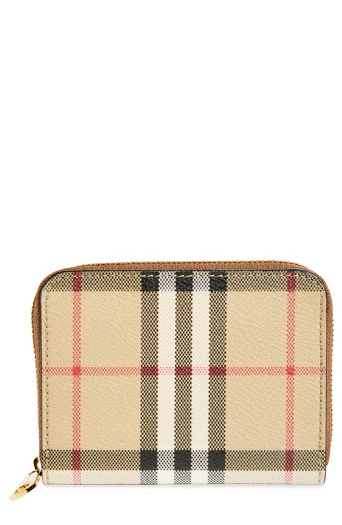 Burberry Beige Zip-around Wallet With Vintage Check Motif In Canvas Woman In Archive Beige
