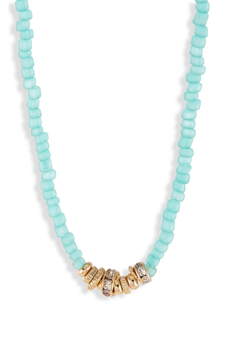 NORDSTROM RACK Beaded Rondelle Necklace, Alternate, color, Clear- Seafoam- Gold