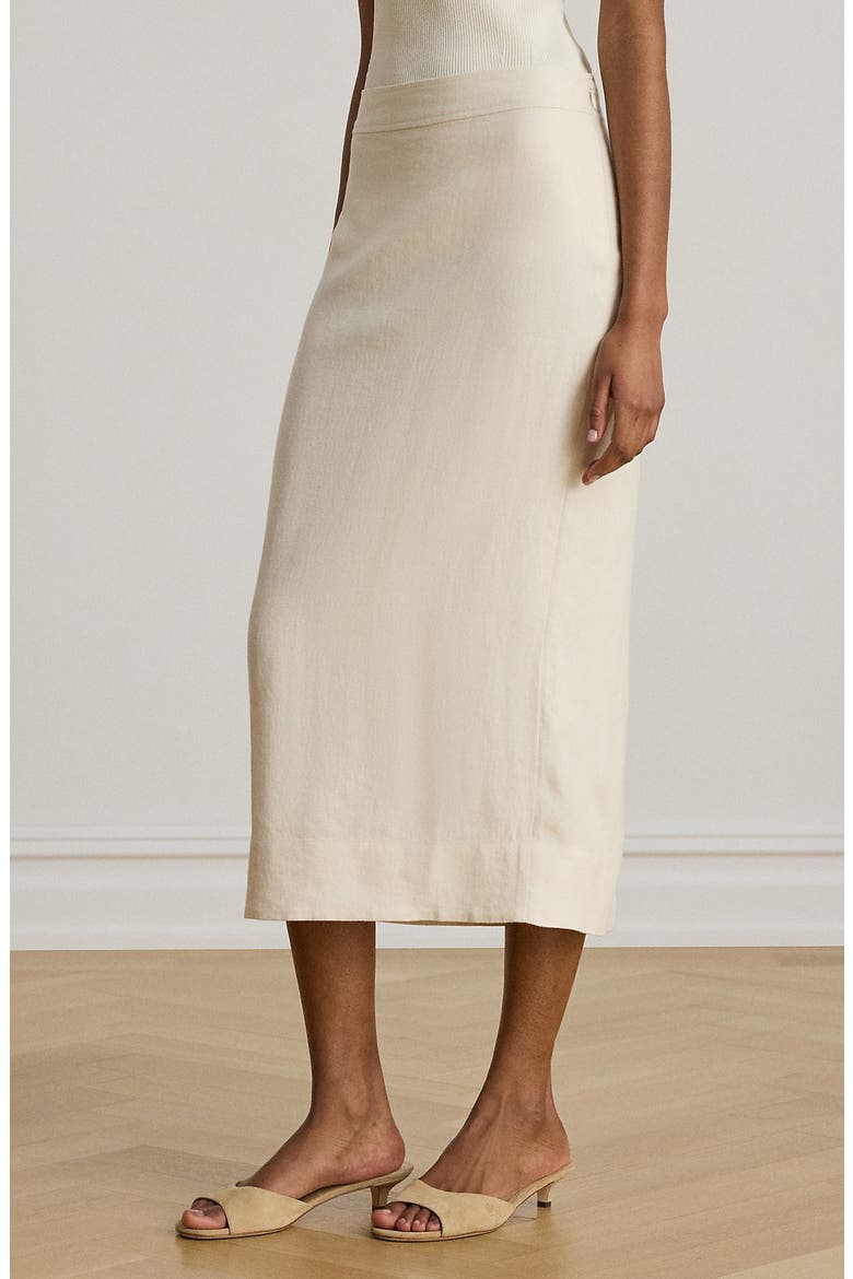 Classic Linen Midi Pencil Skirt, Alternate, color, MASCARPONE CREAM