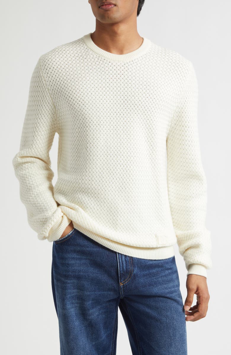 Dolce&Gabbana Virgin Wool Waffle Knit Sweater, Main, color, W4335 Bianco Brillante
