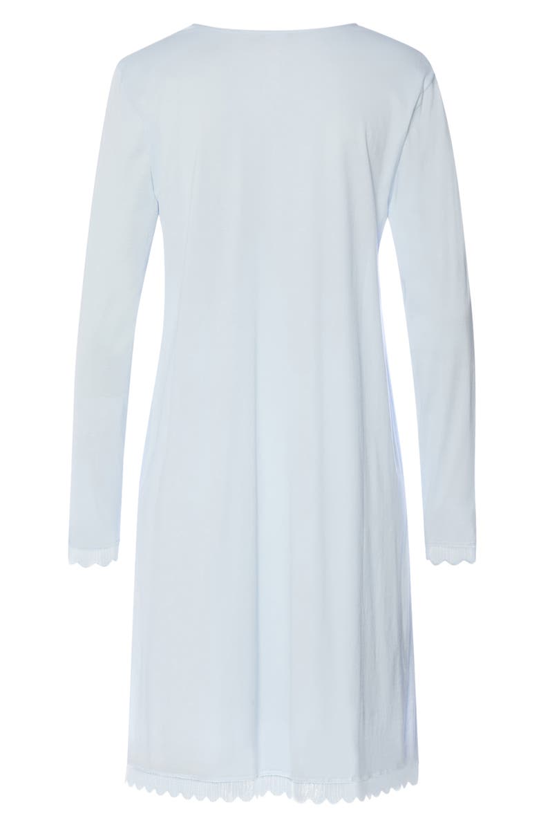 Hanro Inaya Scallop Trim Nightgown, Alternate, color, Watery Blue
