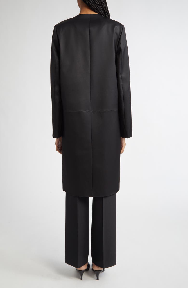 TOTEME Collarless Chintz Coat, Alternate, color, Black