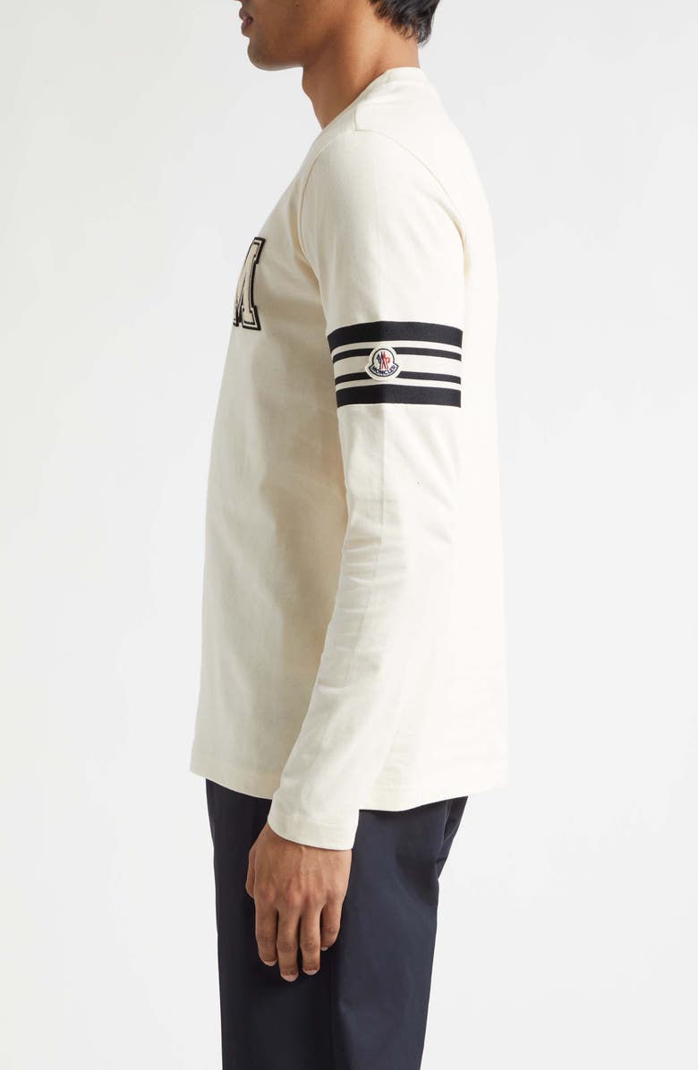 Moncler Logo Patch Long Sleeve T-Shirt, Alternate, color, Antique White