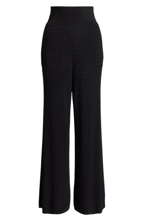 Polo Ralph Lauren Cable Knit Wide Leg Pants In Black