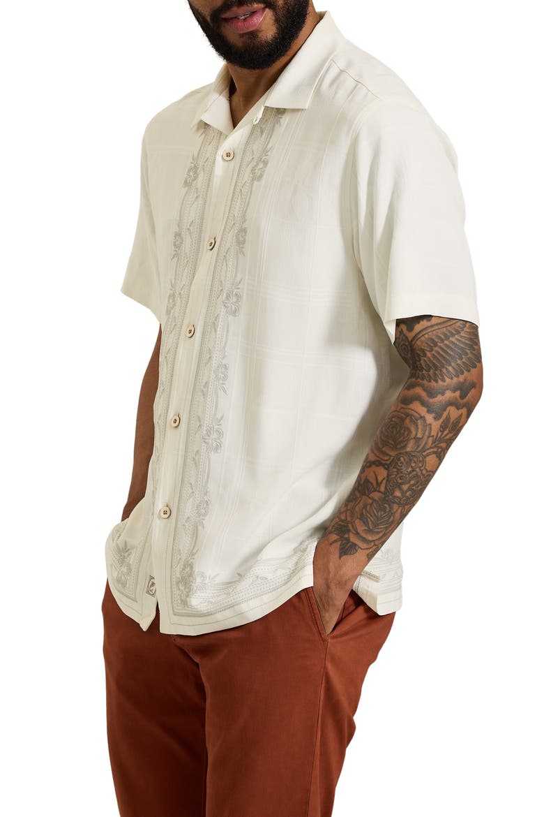 Isle Do Embroidered Silk Camp Shirt, Alternate, color, CONTINENTAL