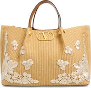 Valentino Garavani Medium VLOGO Signature Raffia Tote