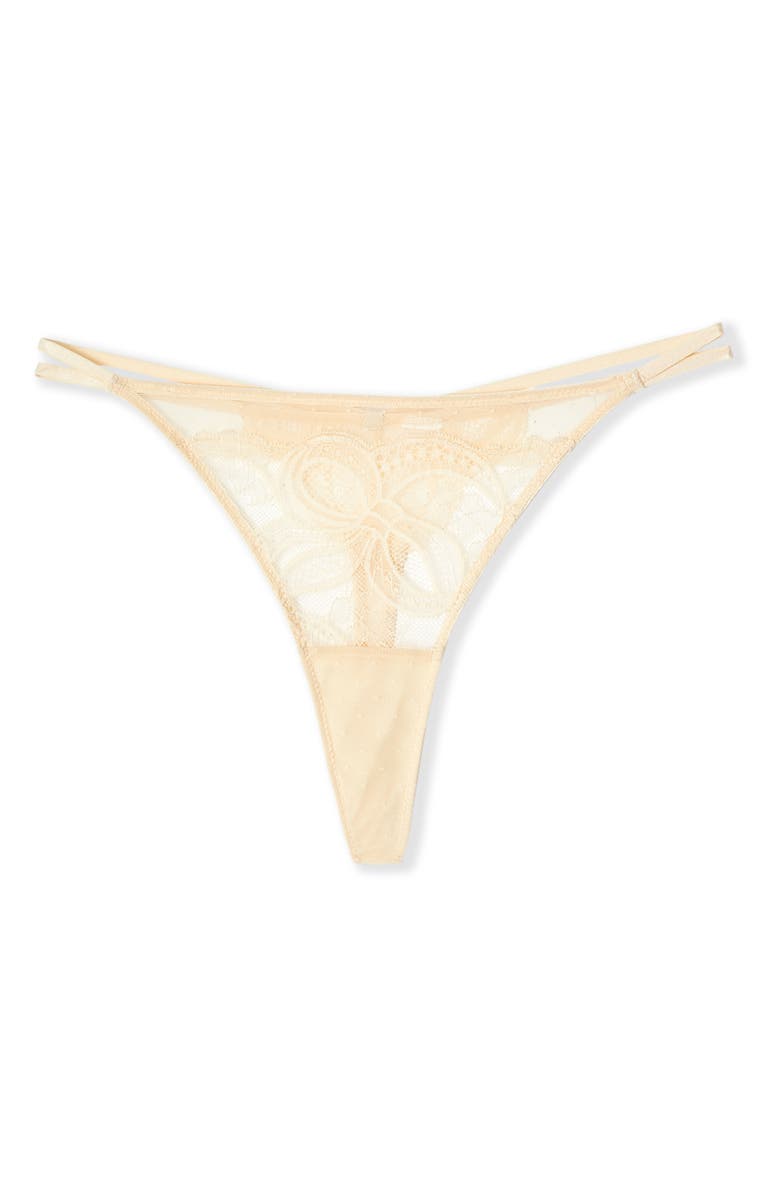 Etam Grace Strappy Lace Thong, Alternate, color, Beige