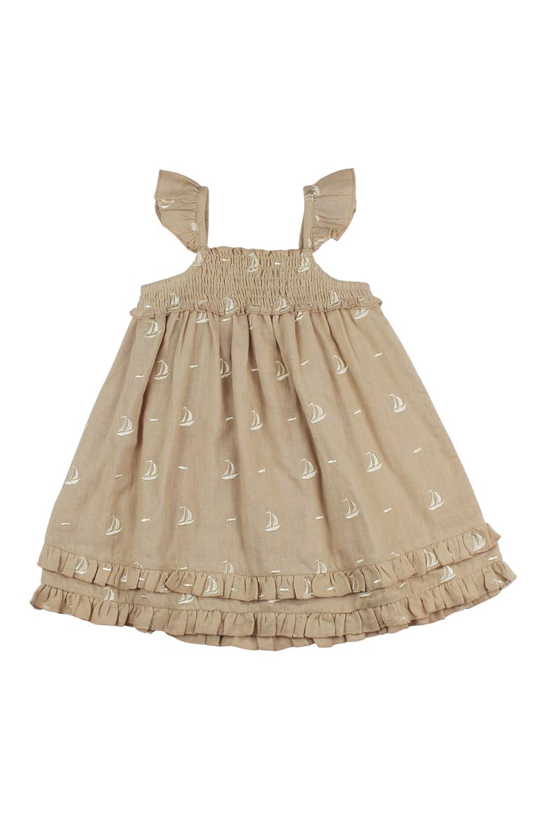 Organic Cotton Muslin Sundress, Main, color, OATMEAL SAILBOAT