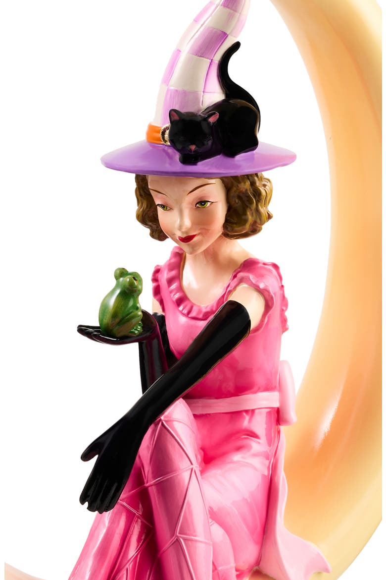 Glam-O-Ween Witch on Moon Figurine, Alternate, color, PINK