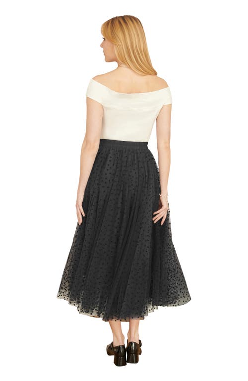 Yumi Mesh Heart Print Tulle Skirt In Black