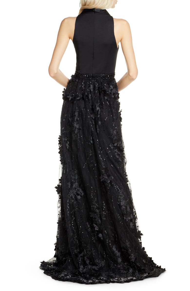 Mac Duggal Tuxedo Lapel Floral Embellished Gown, Alternate, color,