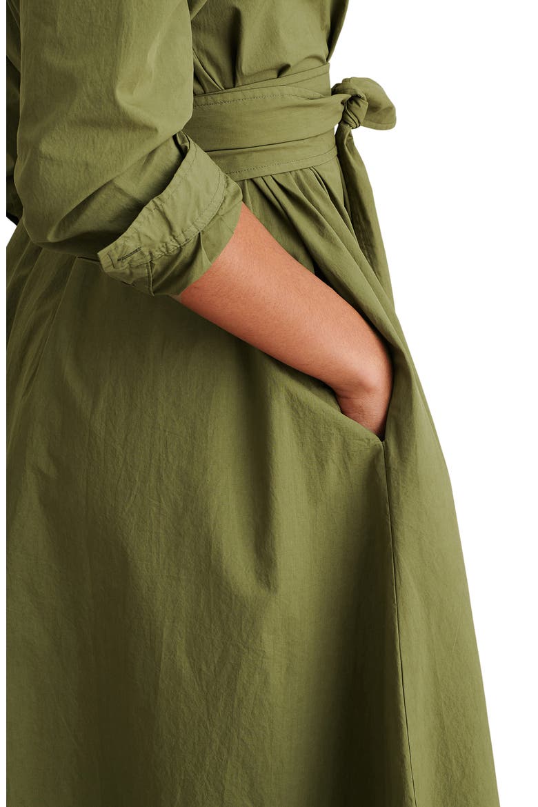 Long Sleeve Midi Shirtdress, Alternate, color, MILITARY OLIVE