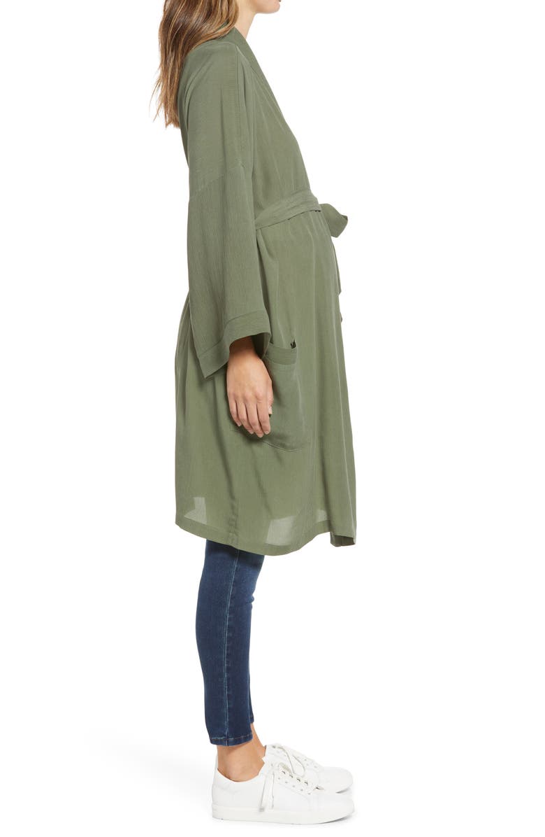 Emilia George Maternity Robe & Face Mask Set, Alternate, color, Olive Green