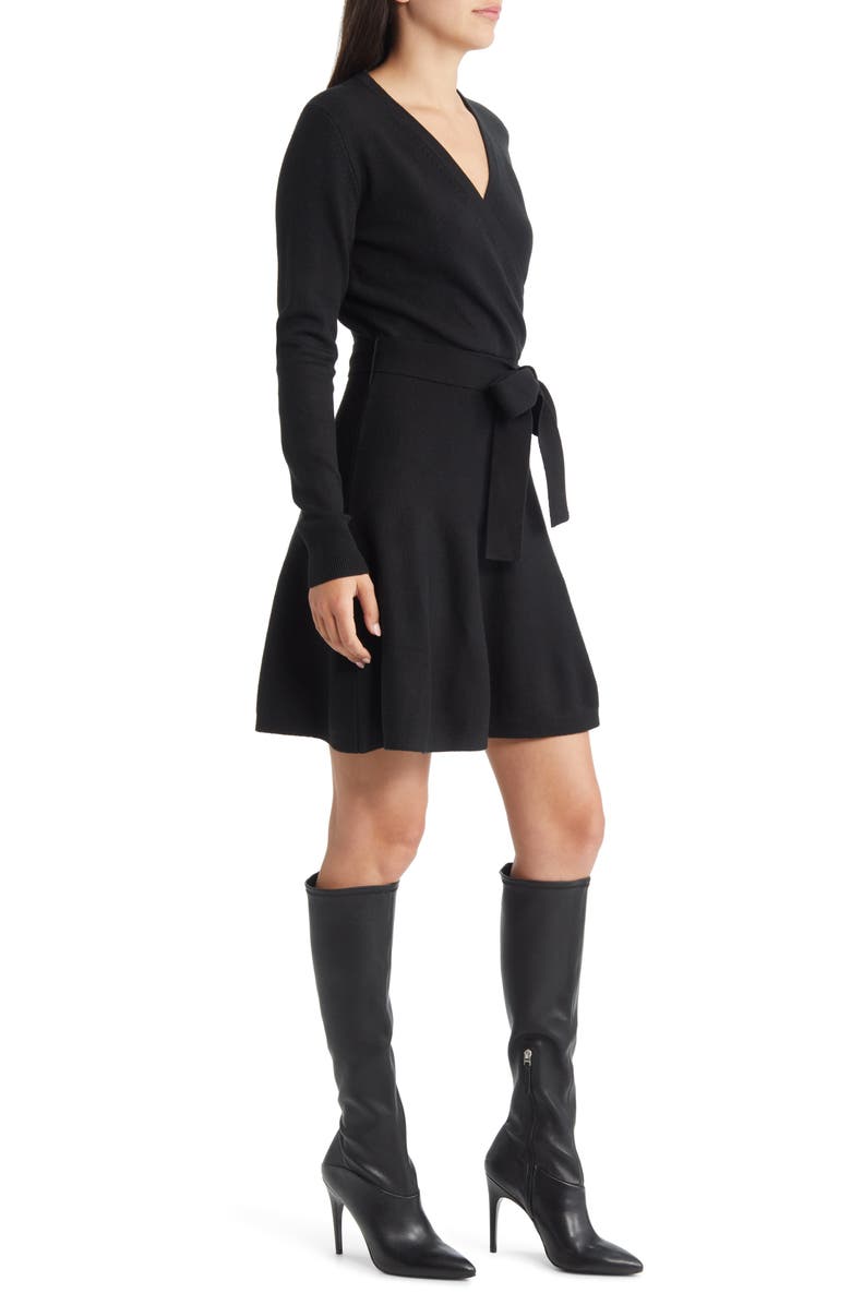 French Connection Long Sleeve Faux Wrap Sweater Dress, Alternate, color, 